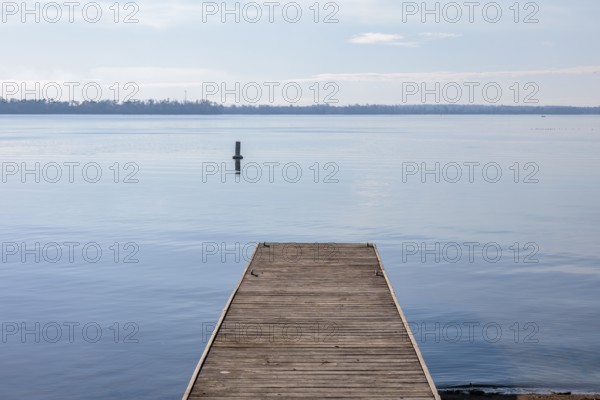 Wooden pier on Lake Seminole at the Corps of Engineers Eastbank Campground near the Florida state line in Georgia