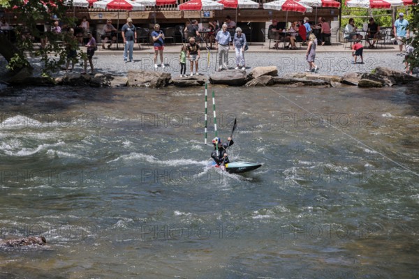 Olympian Evy Leibfarth practicing slalom runs at the Nantahala Outdoor Center near Bryson City, North Carolina
