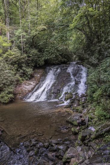 Indian Creek Falls along Deep Creek in the Great Smoky Mountains National Park near Bryson City, North Carolina, USA