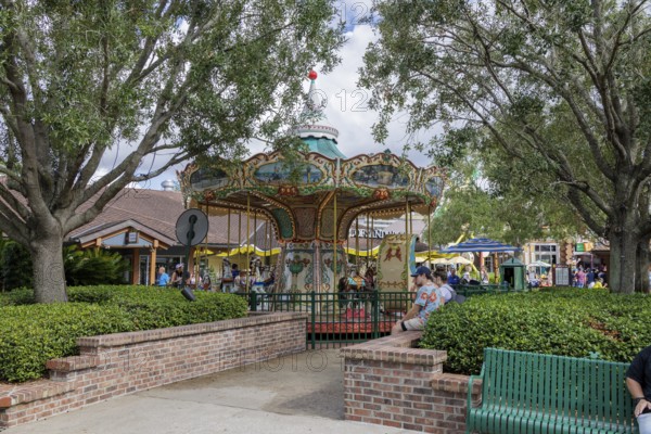 Marketplace Carosel merry-go-round ride in Disney Springs at Disney World in Orlando, Florida, USA
