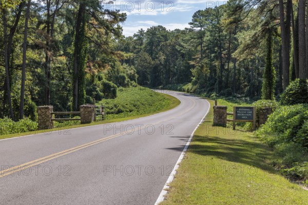 Sign at entrance to the Pin Oak Lake Recreation Area of Natchez Trace State Park near Wildersville, Tennessee
