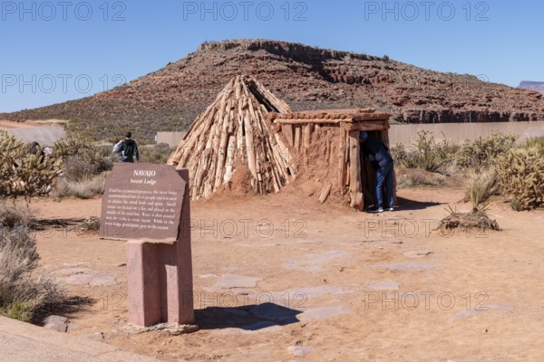 Navajo sweat lodge exhibit teaches about native American culture at Grand Canyon West near Peach Springs, Arizona
