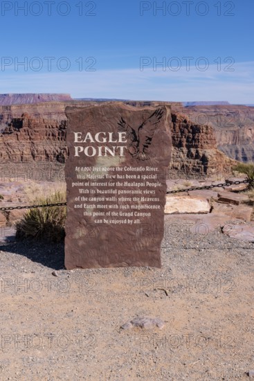 Sign with information about Eagle Point observation area at Grand Canyon West near Peach Springs, Arizona