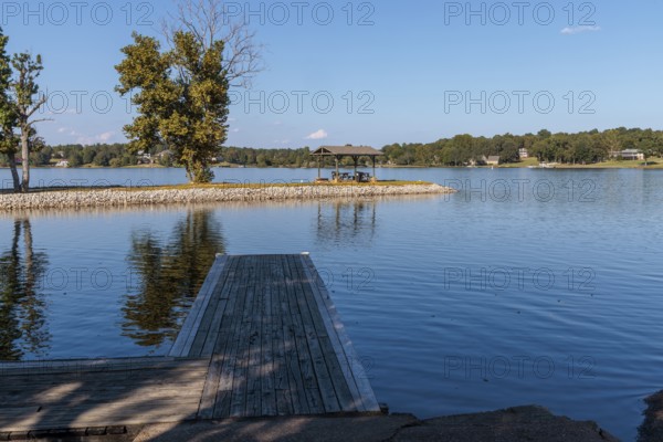 Dock at boat ramp at Beech Lake reservoir in Lexington, Tennessee