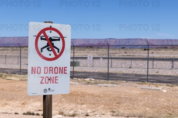 No Drone Zone sign near the entrance to Grand Canyon West near Peach Springs, Arizona