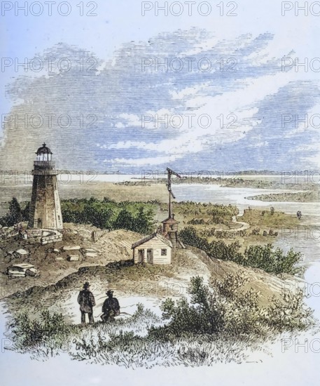 Sandy Hook, New Jersey, seen from the lighthouse, in the 1870s, America, digital reproduction from American Pictures, drawn with pen and pencil, coloured, by Samuel Manning, published circa 1880, Historical