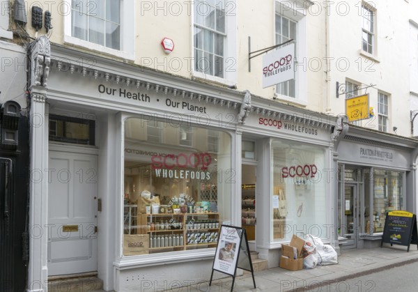 Scoop Wholefoods shop store, Green Street, city of Bath, north east Somerset, England, UK