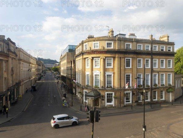 Historic Royal Hotel building, Manvers Steert, city of Bath, north east Somerset, England, UK