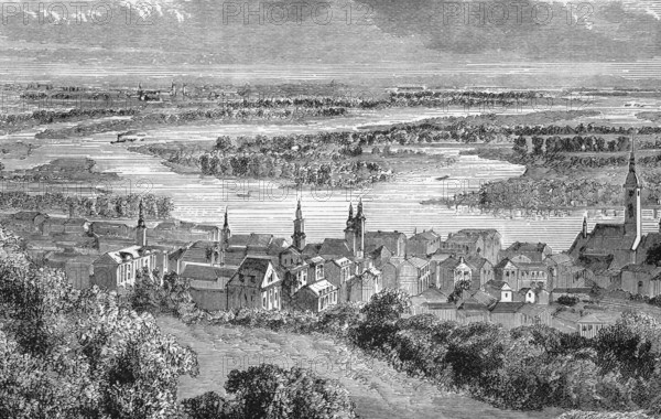 The Danube, near Pressburg, Bratislava, around 1870, Slovakia, digital reproduction of a historical original