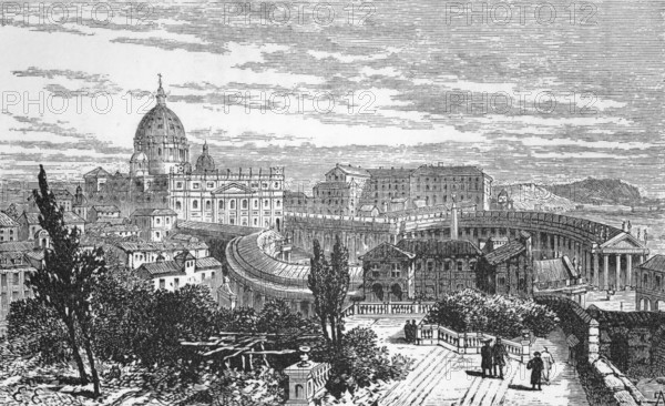 The Basilica of St Peter in the Vatican, around 1870, Rome, Italy, digital reproduction of a historical model