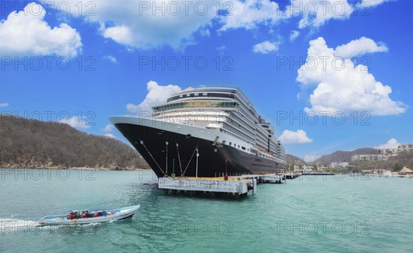 Mexico, cruise ship vacation in Huatulco. Scenic beaches and ocean shore resorts