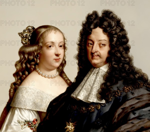 Louis XIV, 1638-1715, Louis the Great, Sun King, Ludwig XIV, King of France and his first wife, Maria Theresa of Spain, Marie-Thérèse, Maria Theresia María Teresa, 1638-1683, Queen of France and Navarre