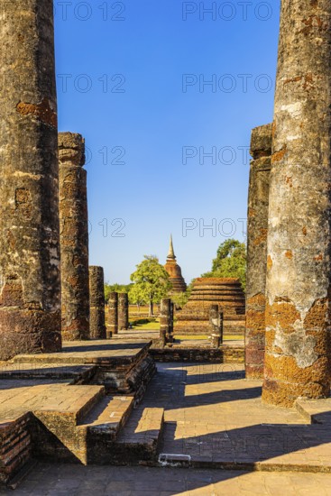 Historic Buddhist temple complex Wat Mahathat, historical park, Sukhothai, Sukhothai province, Thailand