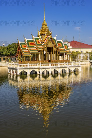 Open gilded pavilion, Buddhist temple complex, Thai King's Summer Palace, Bang Pa-In, near Ayutthaya, Thailand