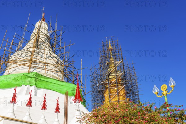 Fully equipped main pagoda, Buddhist temple complex Wat Phra That Sorn Kaew, Phetchabun province, Thailand