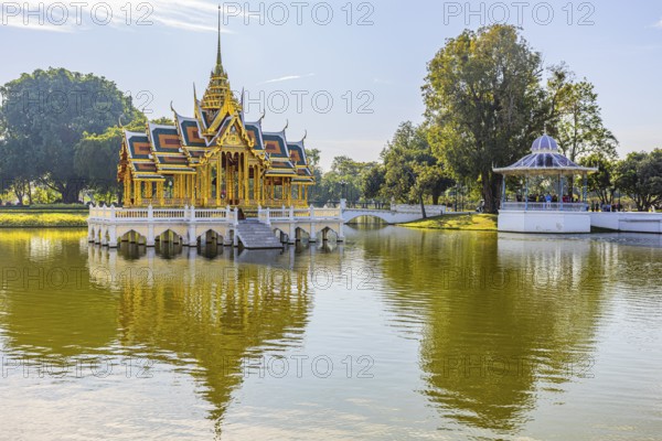 Open gilded pavilion, Buddhist temple complex, Thai King's Summer Palace, Bang Pa-In, near Ayutthaya, Thailand