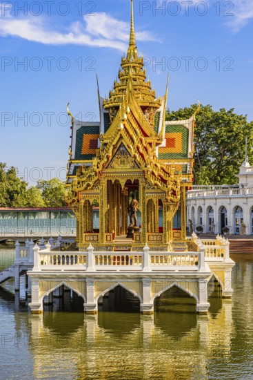 Open gilded pavilion, Buddhist temple complex, Thai King's Summer Palace, Bang Pa-In, near Ayutthaya, Thailand