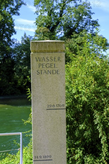 Water level, flood level, indicator, an der Alz, Altenmarkt an der Alz, Chiemgau, Upper Bavaria, Bavaria, Germany
