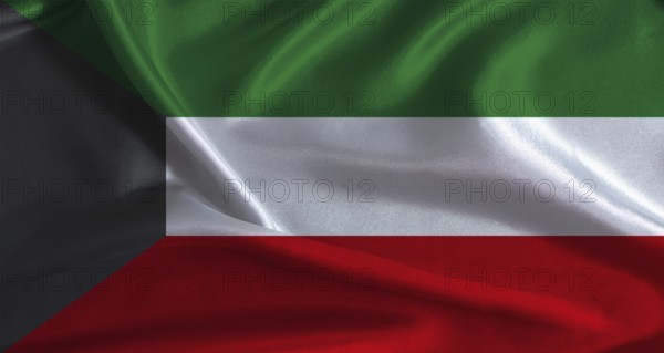 National flag of Kuwait with cloth texture. Kuwaiti flag with realistic texture background
