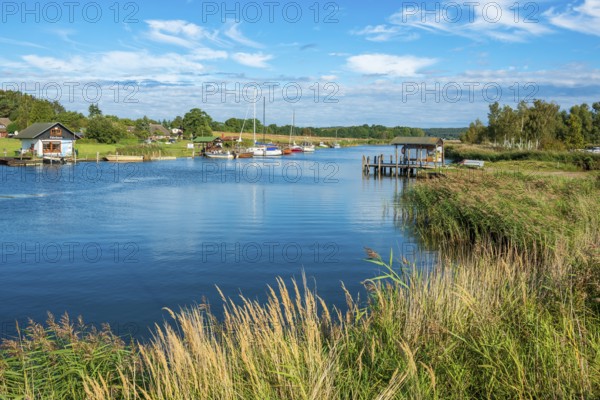 Ferry and port of Moritzdorf, OT of Sellin, Mönchgut peninsula, Rügen island, Mecklenburg-Western Pomerania, Germany