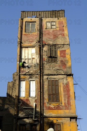 Cairo, Egypt. November 1st 2011 Dilapidated old house in the poor neighbourhood of Darb el Ahmar near Bab Zuweila, Cairo, Egypt