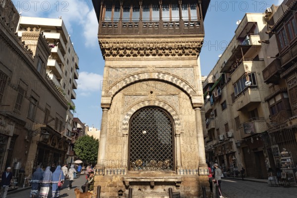 Cairo, Egypt. December 21st 2022 Sabil-Kuttab of Katkhuda, a fine example of restored Ottoman and Mamluk architecture along Al Muizz street in the old part of Islamic Cairo, Egypt