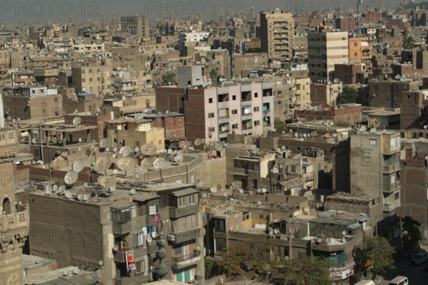 Cairo, Egypt, November 26th 2022 Crowded aerial cityscape view of Cairo, the densely populated capital of Egypt
