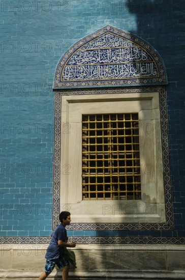 Bursa, Turkey. April 21st 2014 The blue tiled exterior of the Yesil or Green Mosque, Bursa city, Turkey
