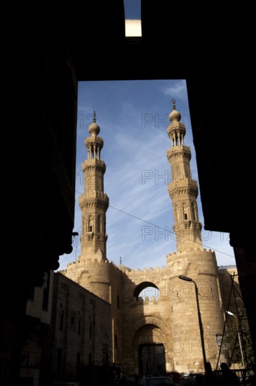 Bab Zuweila is one of three remaining gates in the walls of the Old City of Cairo, the capital of Egypt