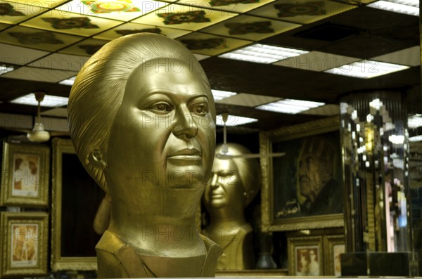 Cairo, Egypt. October 25th 2011 Statue of Egyptian Singer Om Kulthum in a downtown Cairo Coffeehouse, Egypt