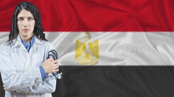 Egyptian national health system, Medical professional on Egypt flag background