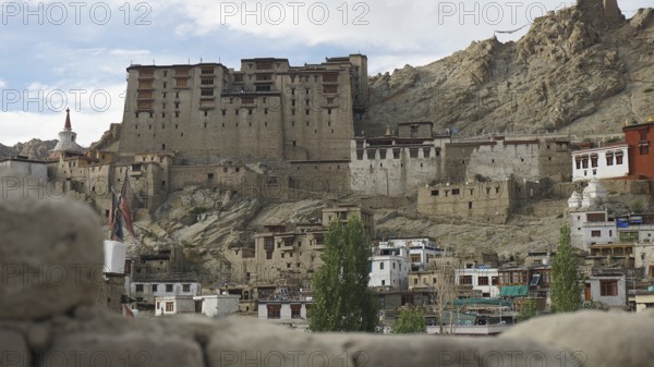 Leh Palace, large historic fortress surrounded by traditional houses of a settlement, Ladakh, North India, Himalayas, India