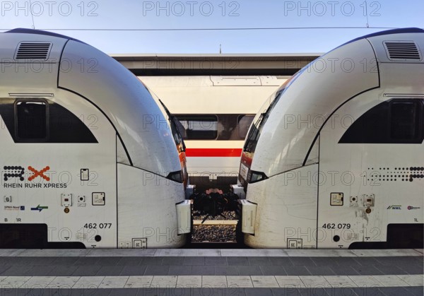 Rhein Ruhr Xpress on the platform in front of Intercity Express ICE, Dortmund, North Rhine-Westphalia, Germany