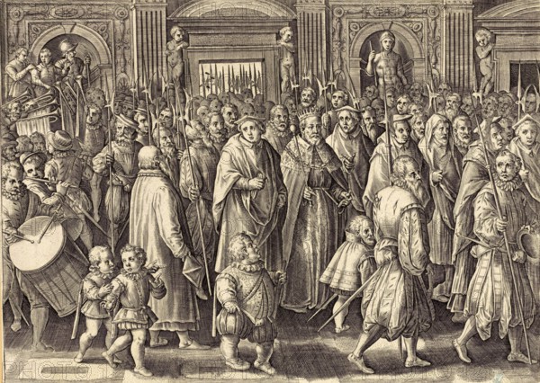 History of the Medici, This picture shows the return of Grand Duke Cosimo I de' Medici to his palace. It is a scene after his coronation, surrounded by musicians and guards. Cosimo I de' Medici (born 12 June 1519, died 21 April 1574), Duke of Florence from 1537 and Grand Duke of Tuscany from 1569