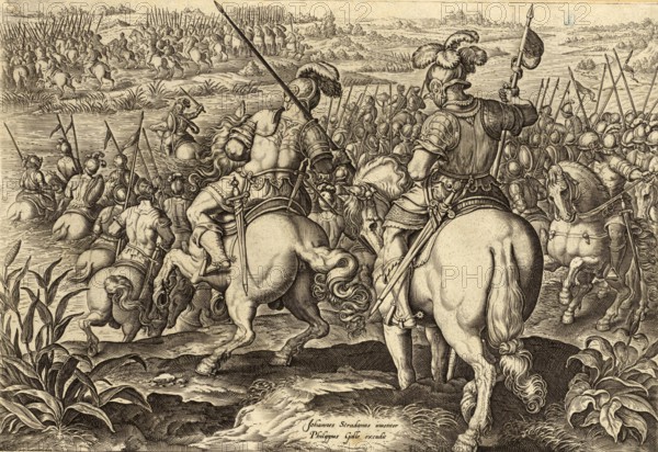 History of the Medici, Battle of the Adda, The illustration shows Giovanni de' Medici, Giovanni dalle Bande Nere, and his horsemen putting the Spanish army to flight on the River Adda. Giovanni de' Medici, delle Bande Nere (born 6 April 1498, died 30 November 1526), Italian condottiere