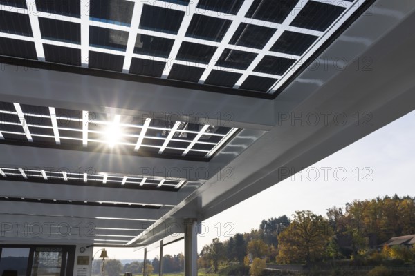 New electric ferry Klarisse with solar cells on the roof, Elbe ferry between Niederlommatzsch and Diesbar-Seußlitz, Saxony, Germany