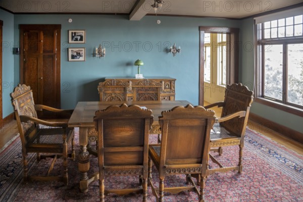 Grand Canyon National Park, Arizona - The dining room overlooking the Canyon in the historic Kolb Studio on the Canyon's South Rim. In 1903, Ellsworth and Emery Kolb established their photography studio and home here and photographed mule riders descending the Bright Angel Trail