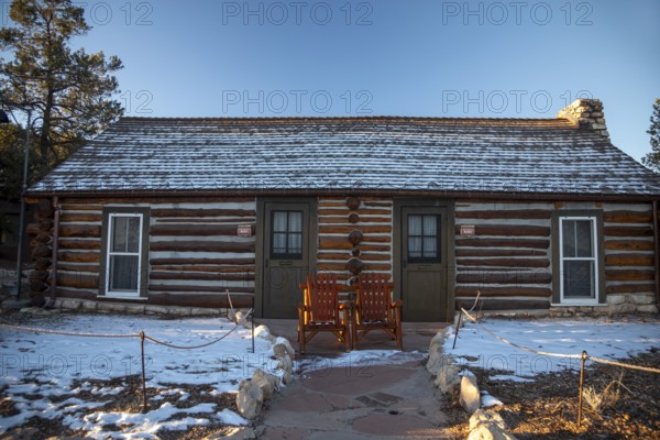 Grand Canyon National Park, Arizona - Buckey's Cabin. Built in 1895, it was the home and office of William Owen 'Buckey' O'Neill, who operated a small hotel on the South Rim