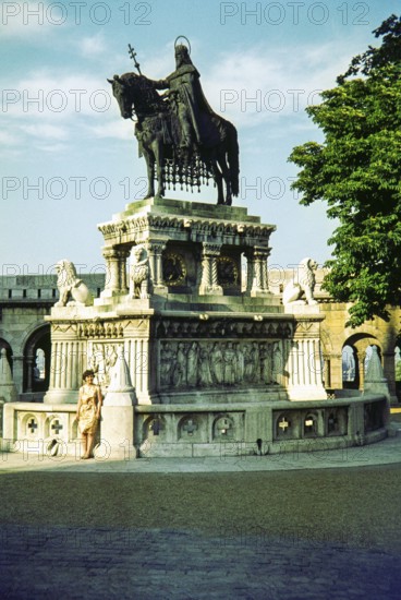 Equestrian Statue of Saint Stephen (Szent István szobor), a prominent landmark, Budapest, Hungary Alajos Stróbl 1906