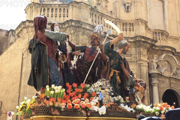 Sicily, Trapani, Good Friday mystery procession La Processione dei Misteri, during the procession with the mysteries through the old town