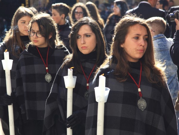 Sicily, Trapani, Good Friday mystery procession La Processione dei Misteri, groups accompany the procession with the mysteries
