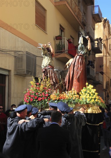 Sicily, Trapani, Good Friday mystery procession La Processione dei Misteri, during the procession with the mysteries through the old town