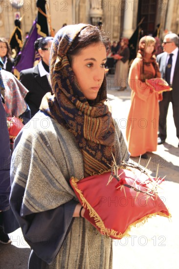 Sicily, Trapani, associations and groups accompany the La Processione dei Misteri mystery procession through the old town on Good Friday