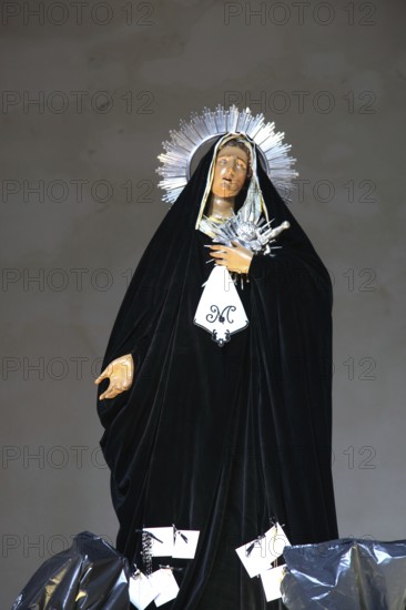 Sicily, Trapani, mystery groups in the Chiesa del Purgatorio church, the wooden figures from the 16th and 17th century depict stages of the ordeal of Jesus Christ, Maria Addolorata