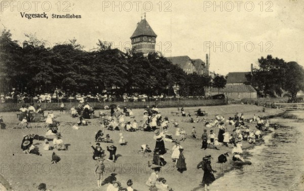 Historical postcard around 1900, Vegesack, district of Bremen, Germany, reproduction of a postcard, historical