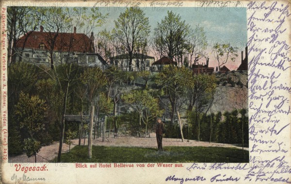 Historical postcard around 1900, Vegesack, a district of Bremen, Germany, reproduction of a postcard, historical