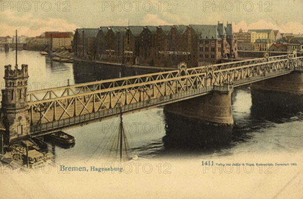 Historical postcard around 1900, Bremen, Hagensburg, Germany, reproduction of a postcard, historical