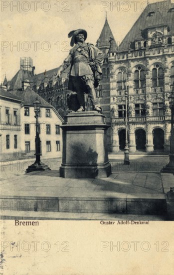 Historical postcard around 1900, Bremen, Gustav Adolf-Denkmal, Germany, reproduction of a postcard, historical
