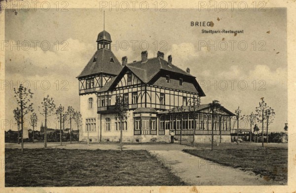 Historical postcard around 1900, Brieg, today Brzeg, city in southwestern Poland in the Opole Voivodeship, reproduction of a postcard, historical