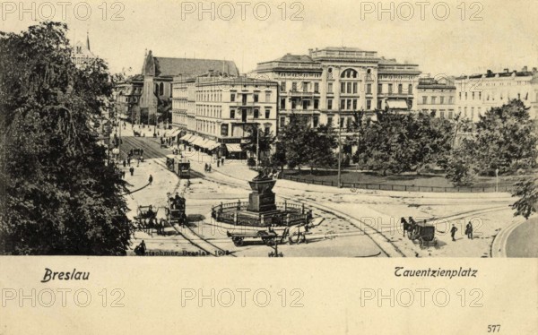 Historical postcard around 1900, Breslau, Tauentzienplatz, today Wroclaw, Lower Silesia, Poland, reproduction of a postcard, historical